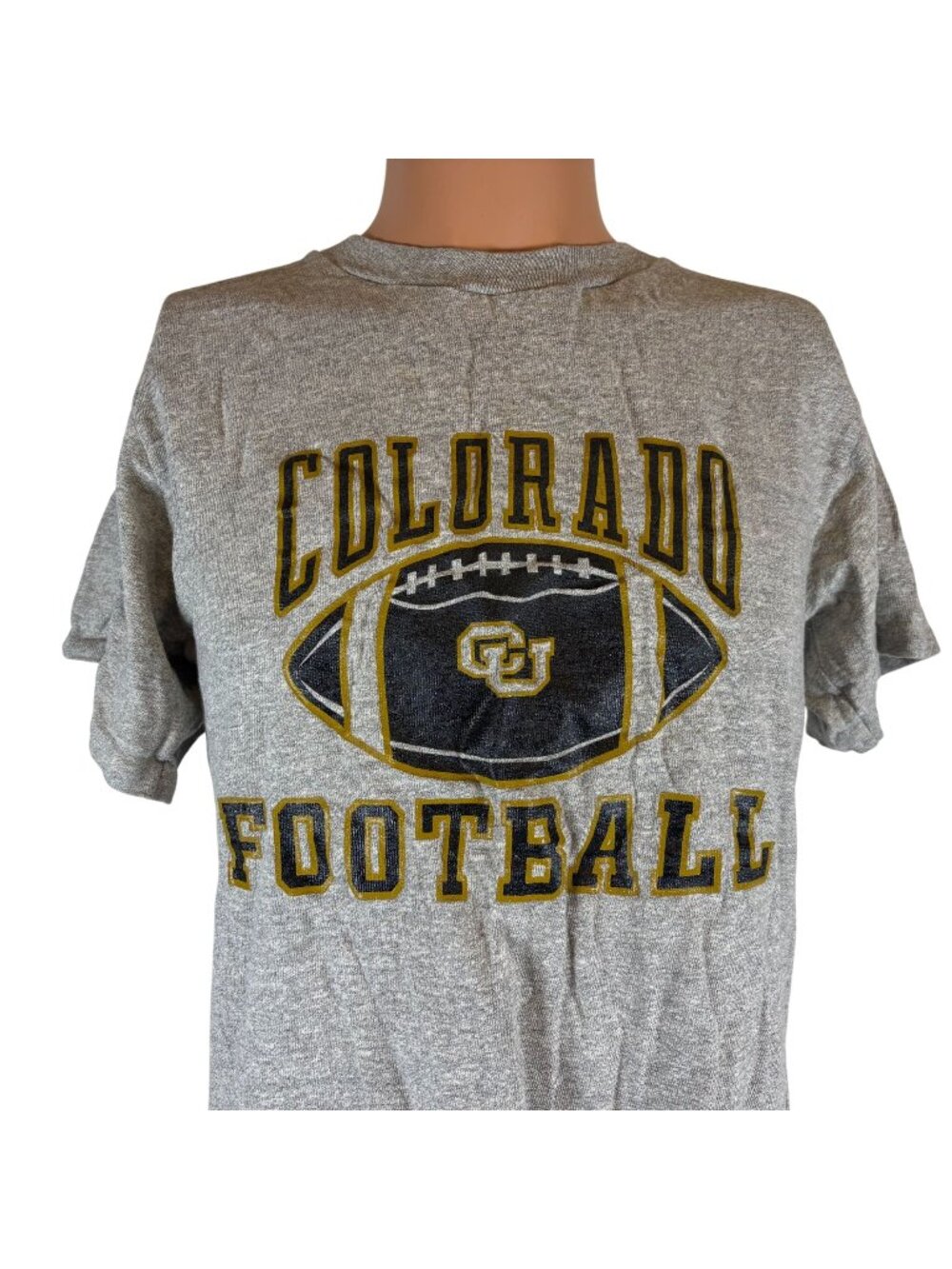 Vintage Colorado Buffaloes Football T Shirt Mens M Sand Knit NCAA College 80s